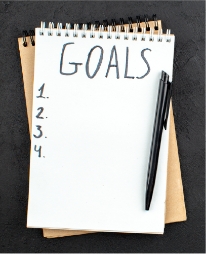 A notebook to set out your goals for a perfect marketing plan.